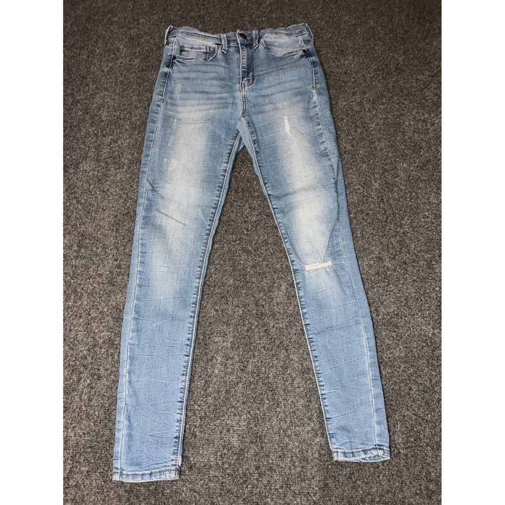 Mudd FLX Stretch High Rise Jean Leggings Light Wash Distressed Size 5